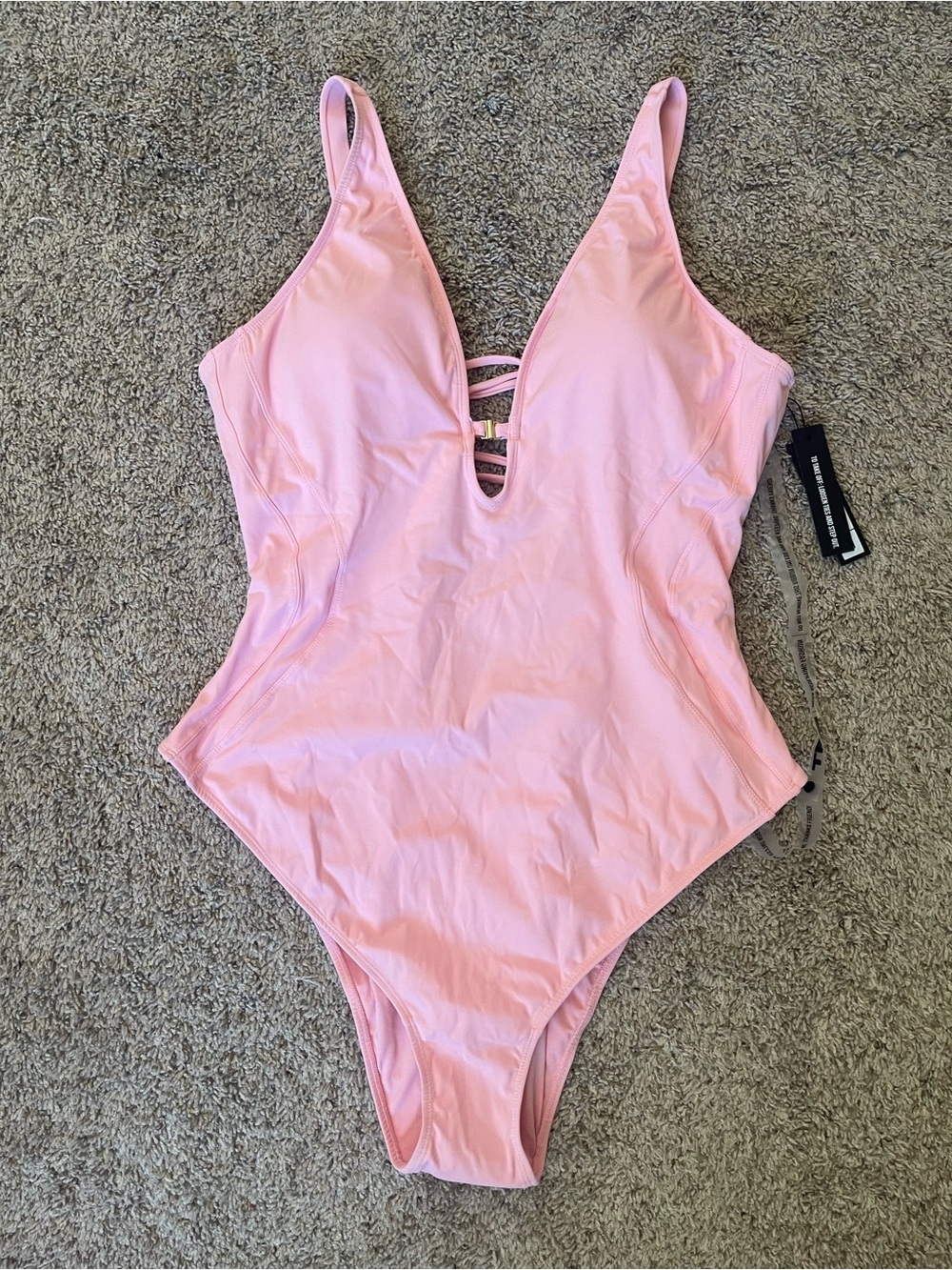TA3 Brazilian Plungey Keyhole One Piece Swimsuit Flamingo Pink 3X RL NWT